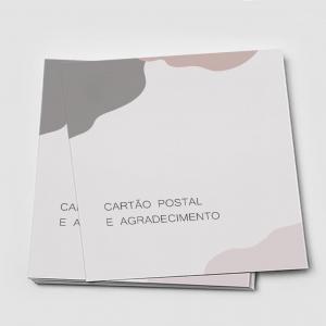 Cartão Postal / Agradecimento Couchê brilho 250g 8,8x9,8cm  Verniz Total Brilho Frente Corte Reto 