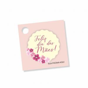 Tag Dia das Mães Couche 210gr 5x5cm   Corte Reto - 1 furo 6mm 14 Opções de Arte