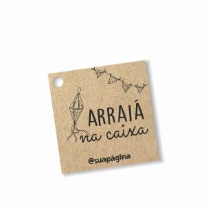 Tag Festa Junina Kraft 180gr 5x5cm Impressão frente  Corte Reto - 1 furo 6mm 2 artes disponíveis