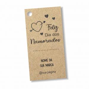 Tag Dia dos Namorados Kraft 180gr 9x5cm Impressão frente  Corte Reto - 1 furo 6mm 2 Opções de Arte