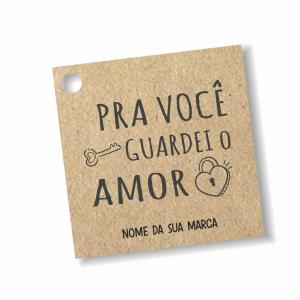 Tag dia dos namorados Kraft 180gr 5x5cm Impressão frente  Corte Reto - 1 furo 6mm 2 artes disponíveis