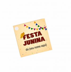 Tag Festa Junina Couche 210gr 4x4cm Impressão frente  Corte Reto - 1 furo 6mm 4 Opções de Arte