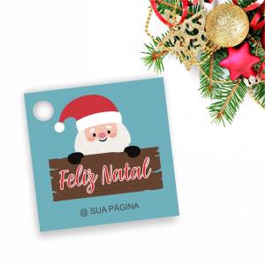 Tag Natal Couche 210gr 4x4cm Impressão frente  Corte Reto - 1 furo 6mm Opções de Arte disponíveis