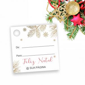 Tag Natal Couche 210gr 5x5cm   Corte Reto - 1 furo 6mm 11 Opções de Arte