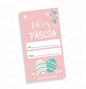 Tag Páscoa Couche 210gr 4,8x8,8cm Impressão frente  Corte Reto - 1 furo 6mm 5 Opções de Arte