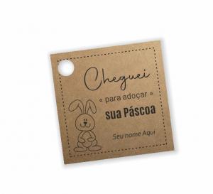Tag Páscoa Kraft 180gr 5x5cm Impressão frente  Corte Reto - 1 furo 6mm 2 artes disponíveis